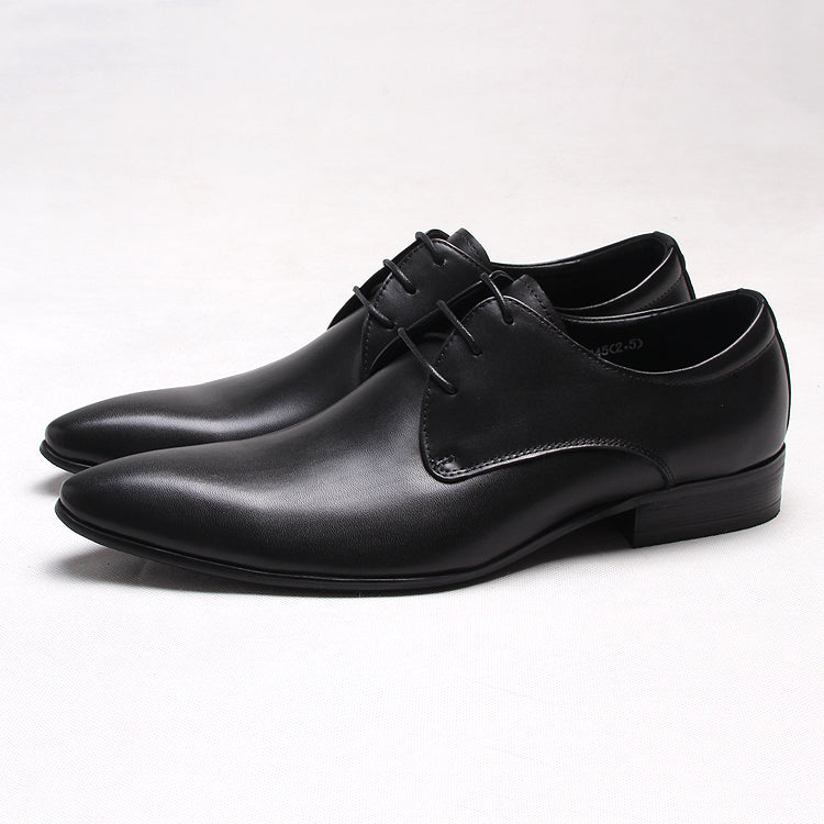 New Italian formal leather shoes pointed toe lace-up breathable business pedicure men's shoes