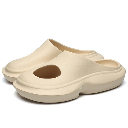 Summer couple's home beach shoes thick bottom stepping on shit feeling Baotou slippers