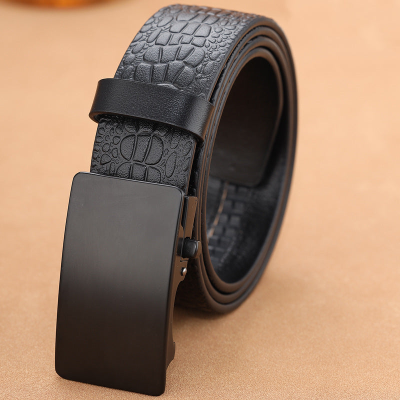 First layer cowhide leather belt business suit automatic buckle crocodile pattern belt