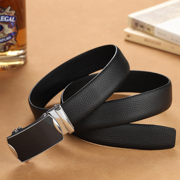 New top layer cowhide men's genuine leather automatic buckle business belt