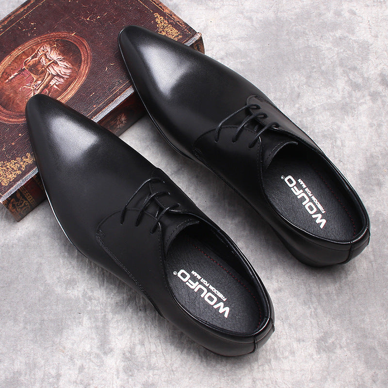 New Italian formal leather shoes pointed toe lace-up breathable business pedicure men's shoes