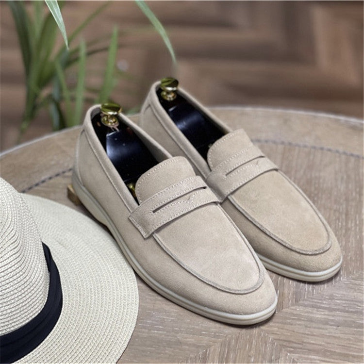 all-match suede loafers casual slip-on shoes