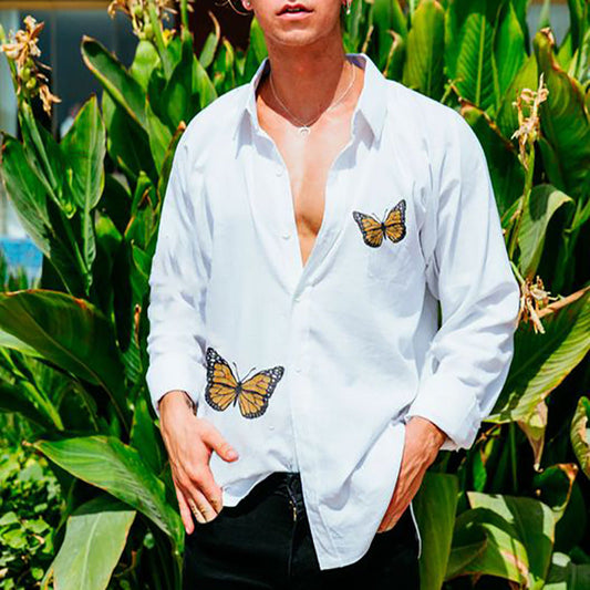 2022 Men's Butterfly Print Simple Shirt