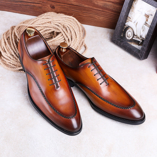 New top leather lace-up elegant men's business dress shoes（2 colors）