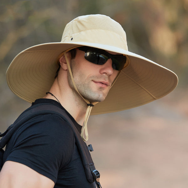 Large brim fisherman hat outdoor waterproof sunscreen hiking hat 9020