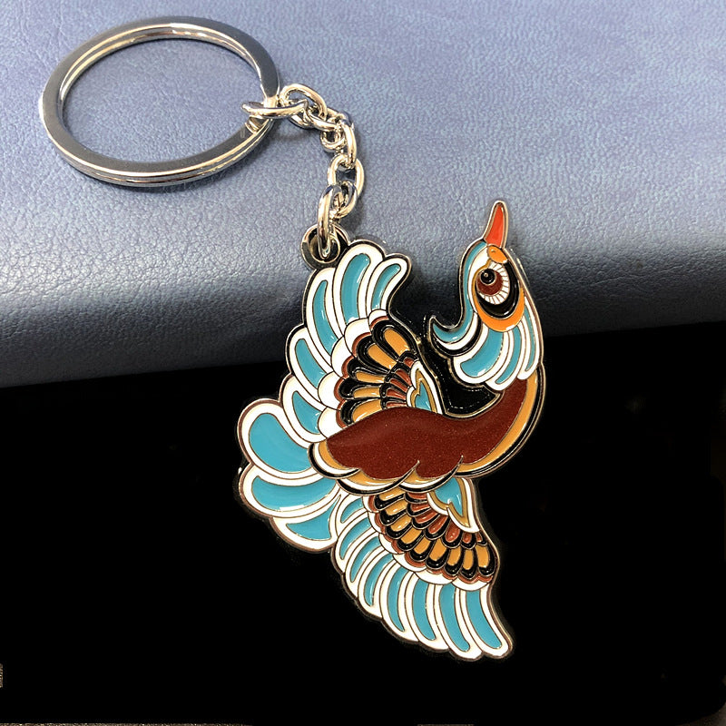 Tourism Cultural and Creative Enamel Painted Phoenix Keychain Small Gift