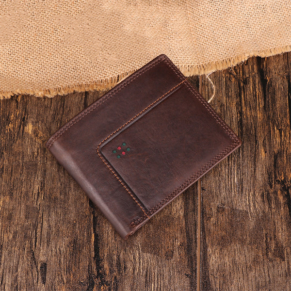 Men's short leather wallet RFID anti-theft swipe multi-card slot short clutch bag