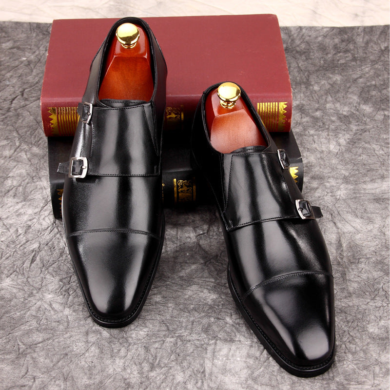 leather fashion monk shoes