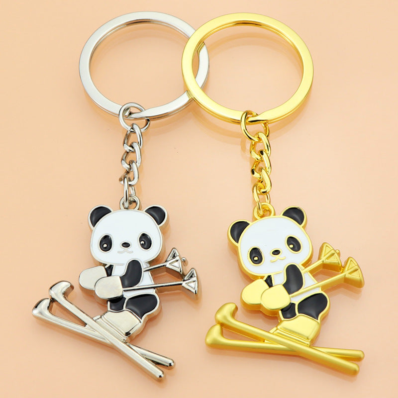 Pendant Ski Panda Keychain Small Gift