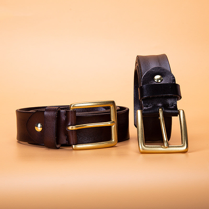 Men's first layer cowhide belt belt copper buckle business casual belt
