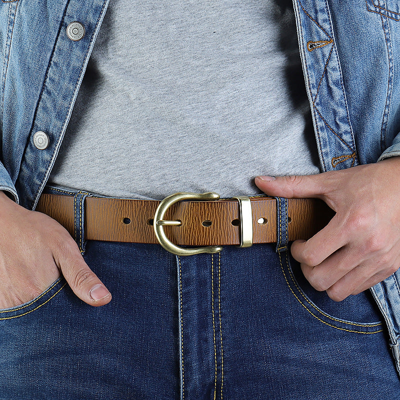 New fashion retro first layer cowhide alloy pin buckle wild belt（2 color）