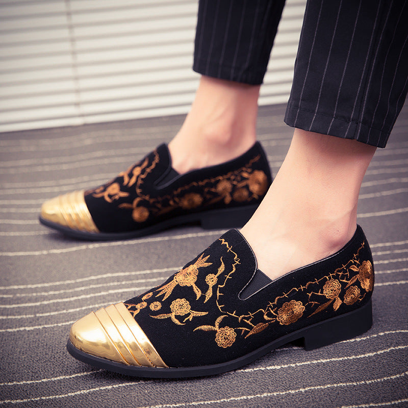 Embroidered pointed toe shoe cover foot breathable loafers casual loafers