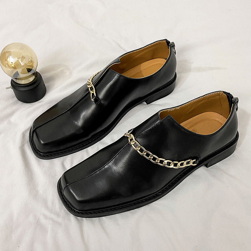 Square toe black niche casual all-match slip-on soft-soled loafers