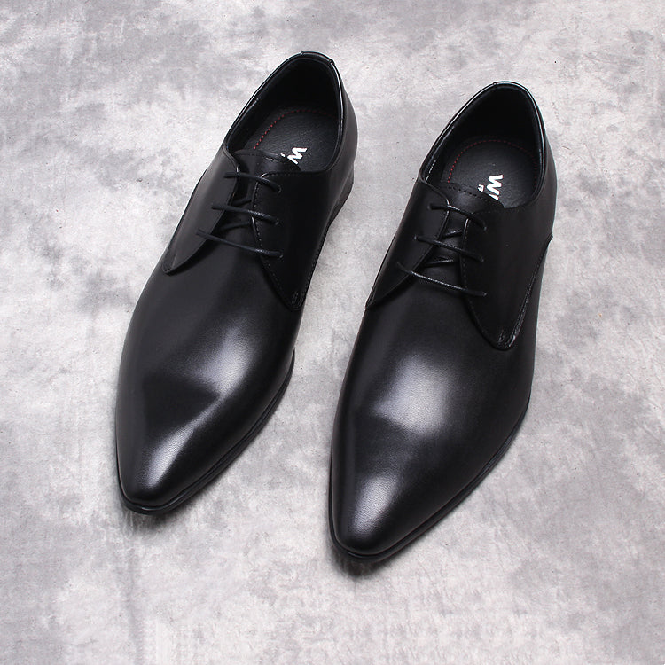 New Italian formal leather shoes pointed toe lace-up breathable business pedicure men's shoes