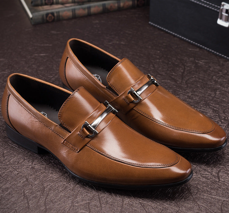 Spring casual business slip-on leather shoes pointed toe formal leather shoes