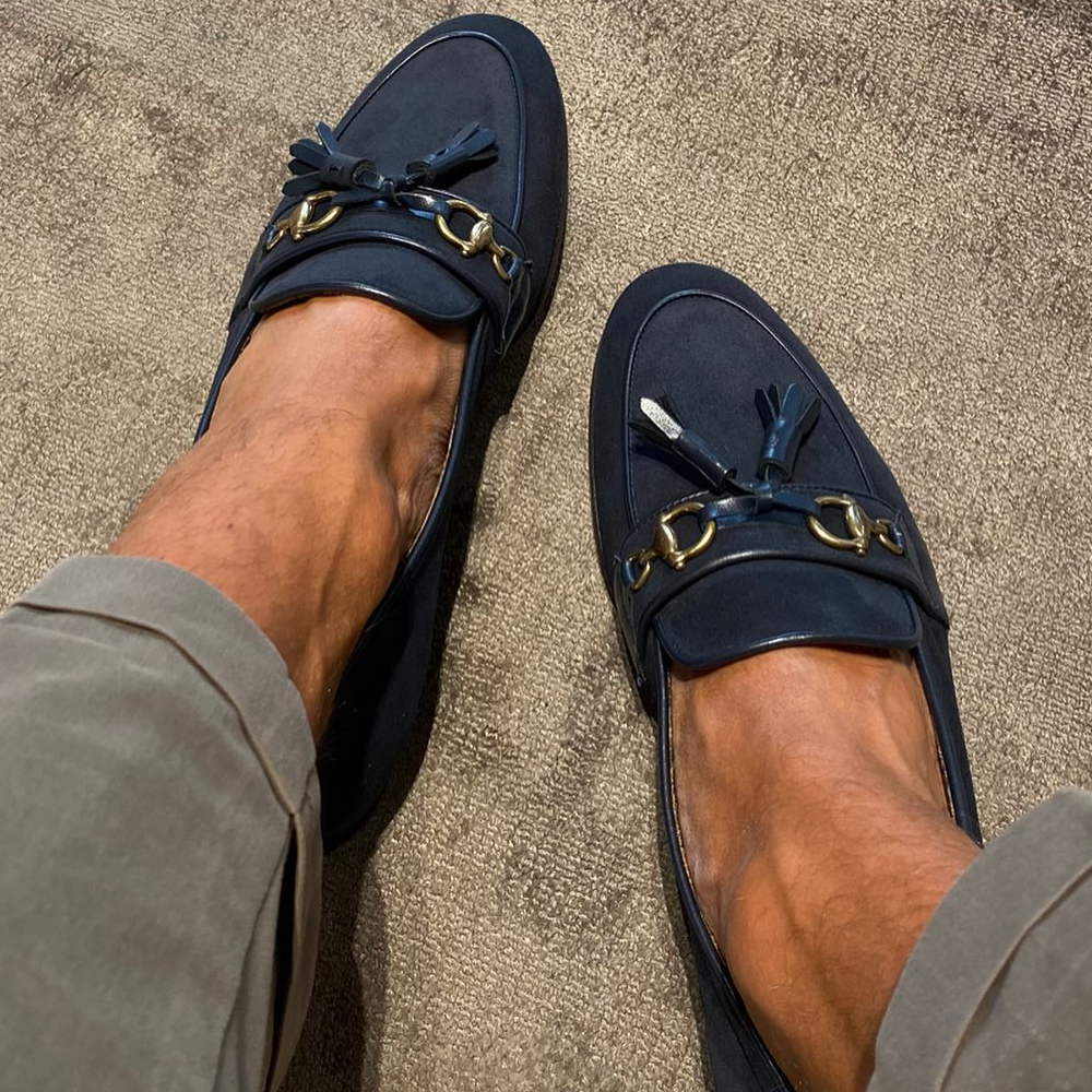 Navy Suede Tassel Loafer