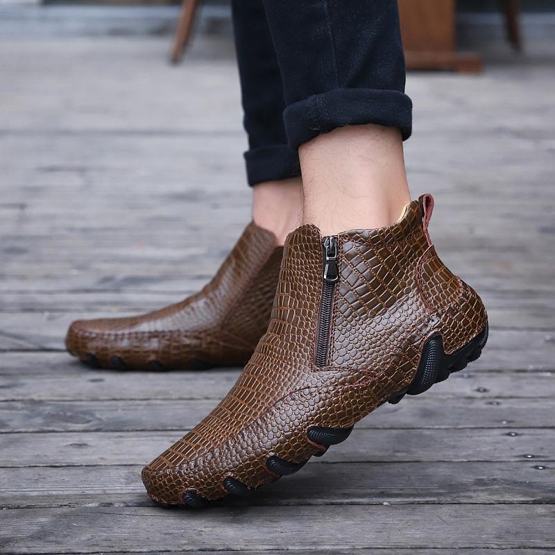 Fashion Genuine Leather Men Chelsea Ankle Boots