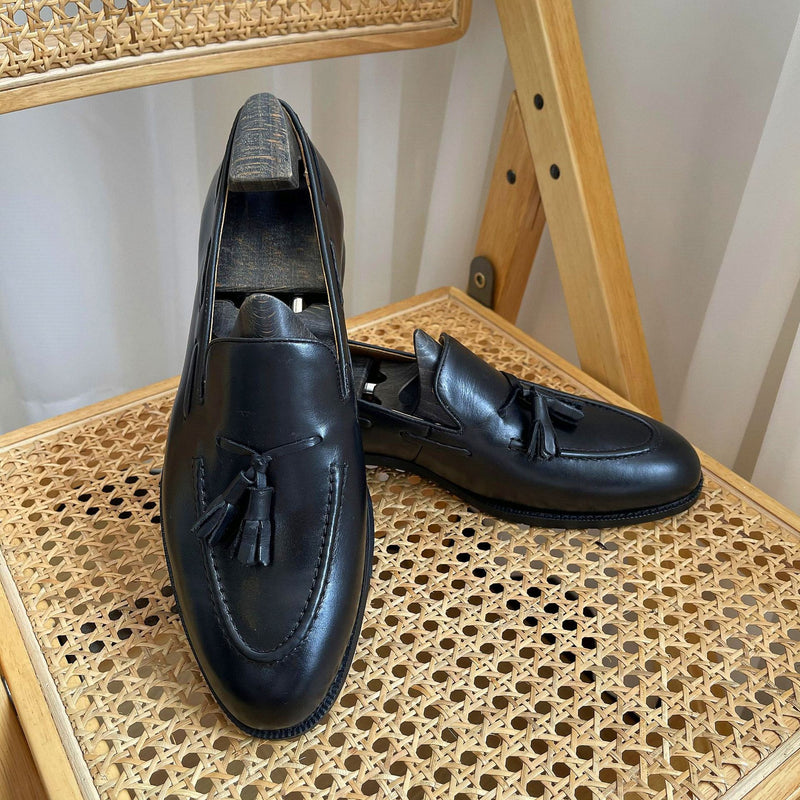Handmade first layer cowhide one-foot British business tassel loafers