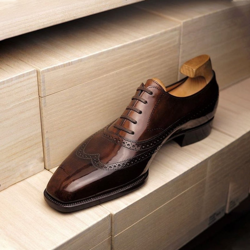 Classic high-end handmade brown Oxford leather shoes