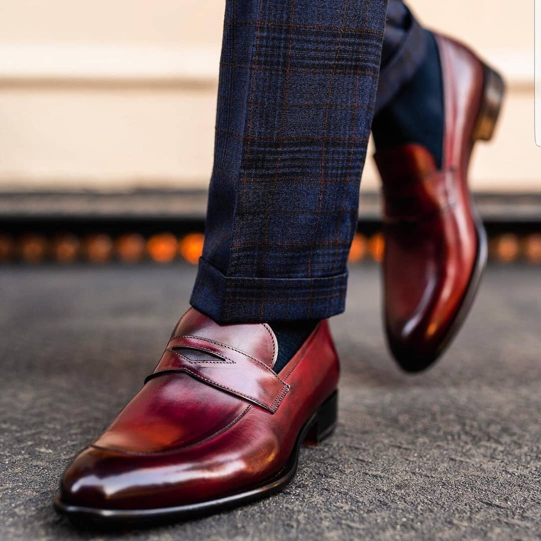 Wine Red Slip On Loafer Dress Shoes