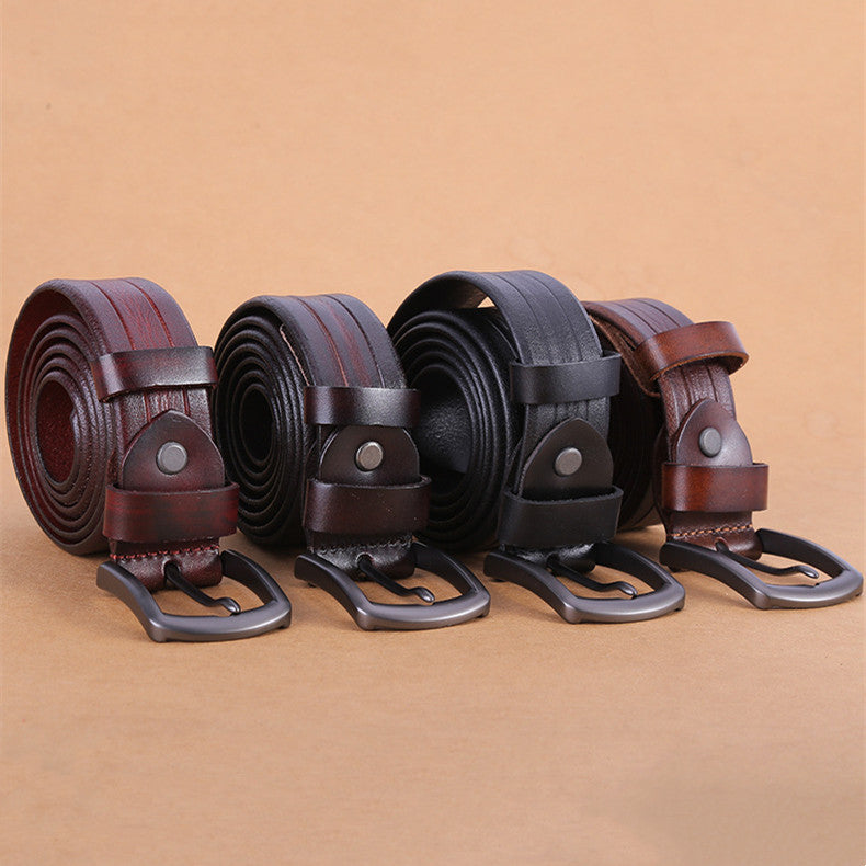 First layer cowhide belt men's pin buckle retro fashion casual trend belt
