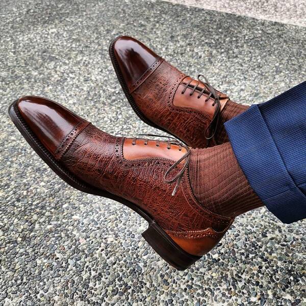 Brown Italian handmade classic leather shoes