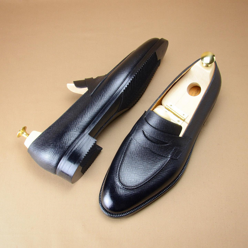 Black Handmade Men's Loafers