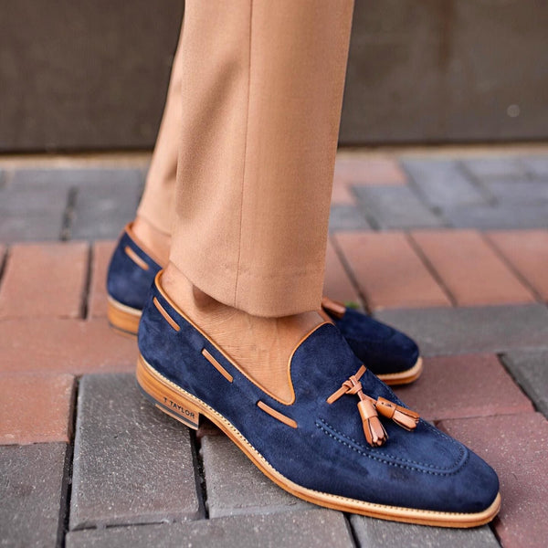 Blue tassel fashion classic men's slip-on shoes