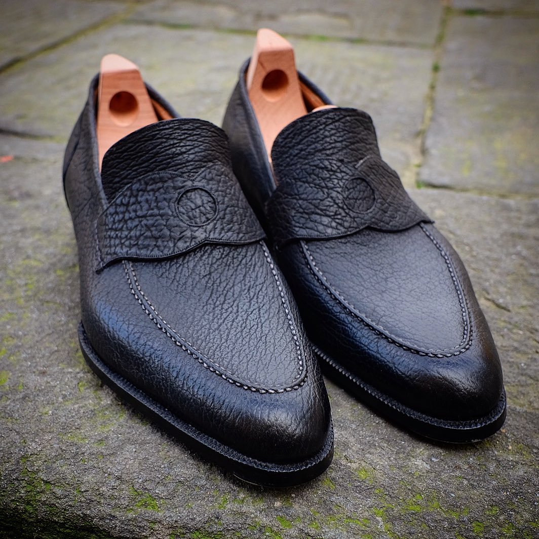 Black classic handmade formal dress loafers