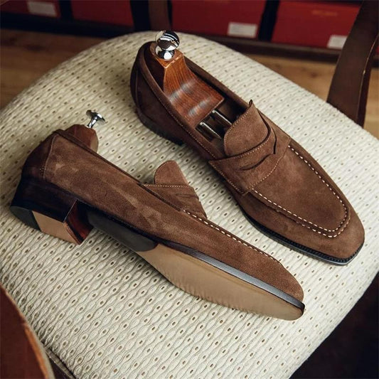 New Men Fashion Trend Business Casual Suede Dress Shoes Loafers