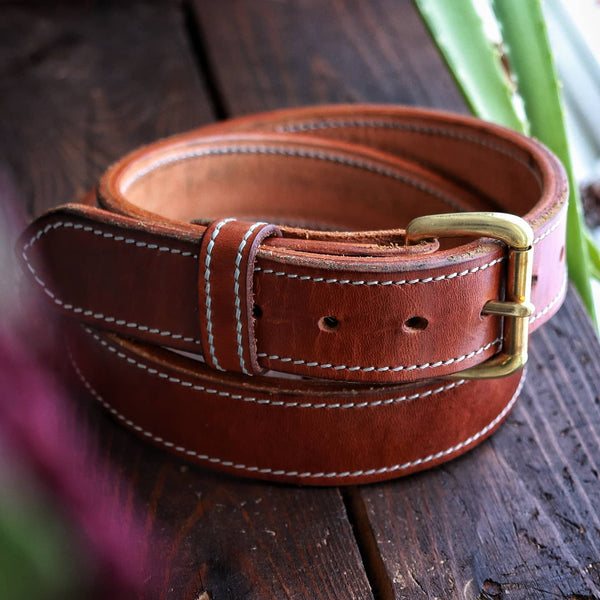 Brown Distressed Men's Leather Belt