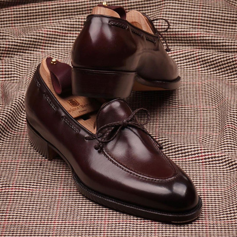 Handmade brown and black classic gentleman loafers leather shoes