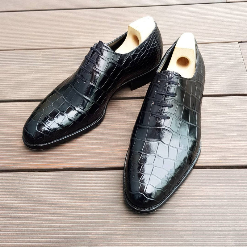Pure black classic dress men's oxford shoes