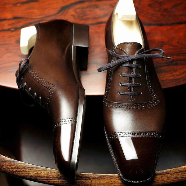 Brown Brogue Style Lace Up Men Dress Shoes