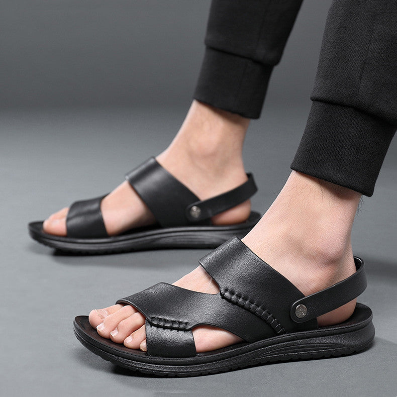 Leather summer new trendy drag dual-purpose beach shoes fashion sandals