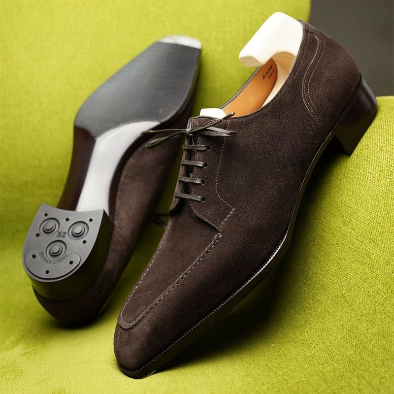 Brown suede premium derby men's leather shoes