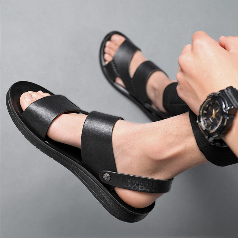 Leather summer new trendy drag dual-purpose beach shoes fashion sandals