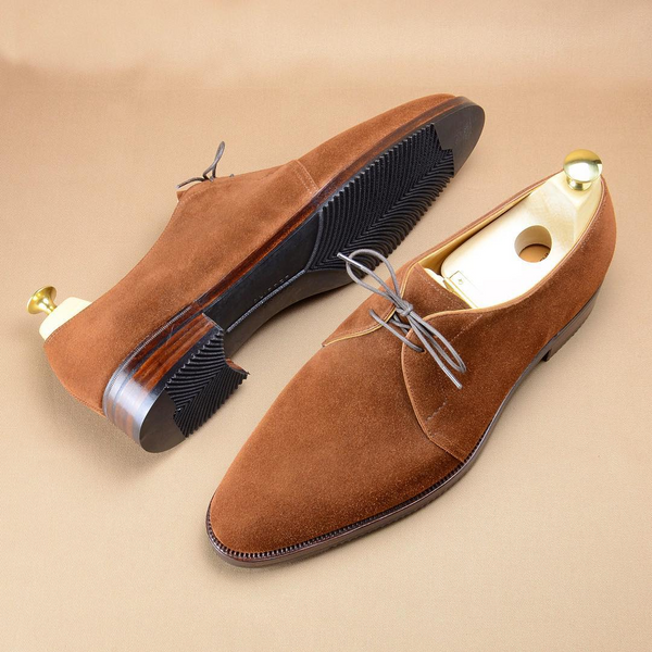 Brown Suede Lace-Up Handmade Casual Shoes