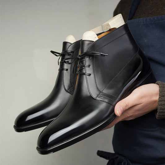 classic handmade leather black dress oxford chukka boots