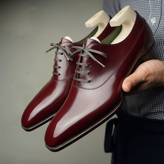 One-leather men's classic high-end red-brown oxford shoes