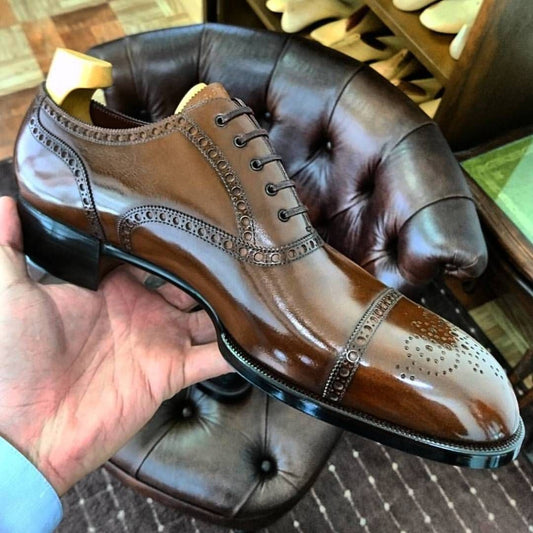 Brown Oxford Brogue Leather Shoes