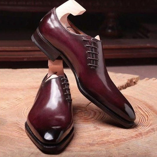 Men's Burgundy Oxford Leather Shoes