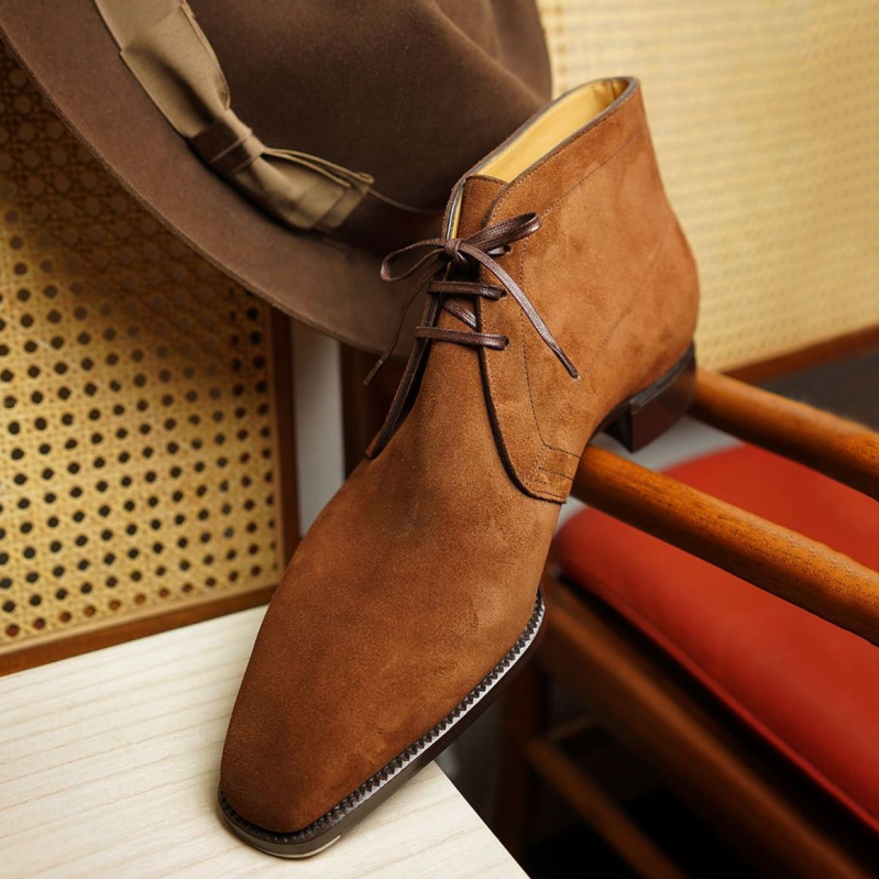 Light brown Suede Leather Chukka Boots For Men's