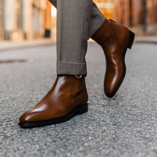 Bespoke Brown Ankle High Jodhpurs Buckle Leather Boots