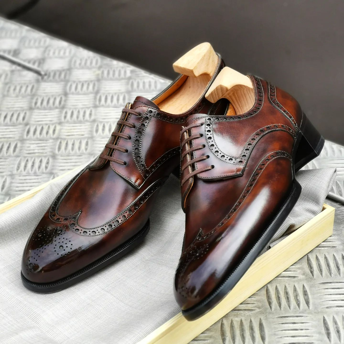 Brown Gradient Brogue Oxfords