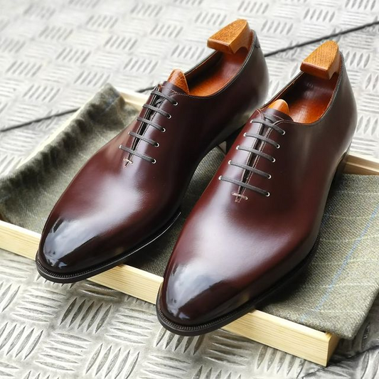 men's simple brown leather shoes