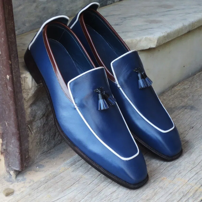 Blue Tassel Slip On Loafer