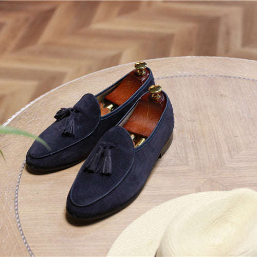 Italian fashion retro British pea shoes fringed loafers