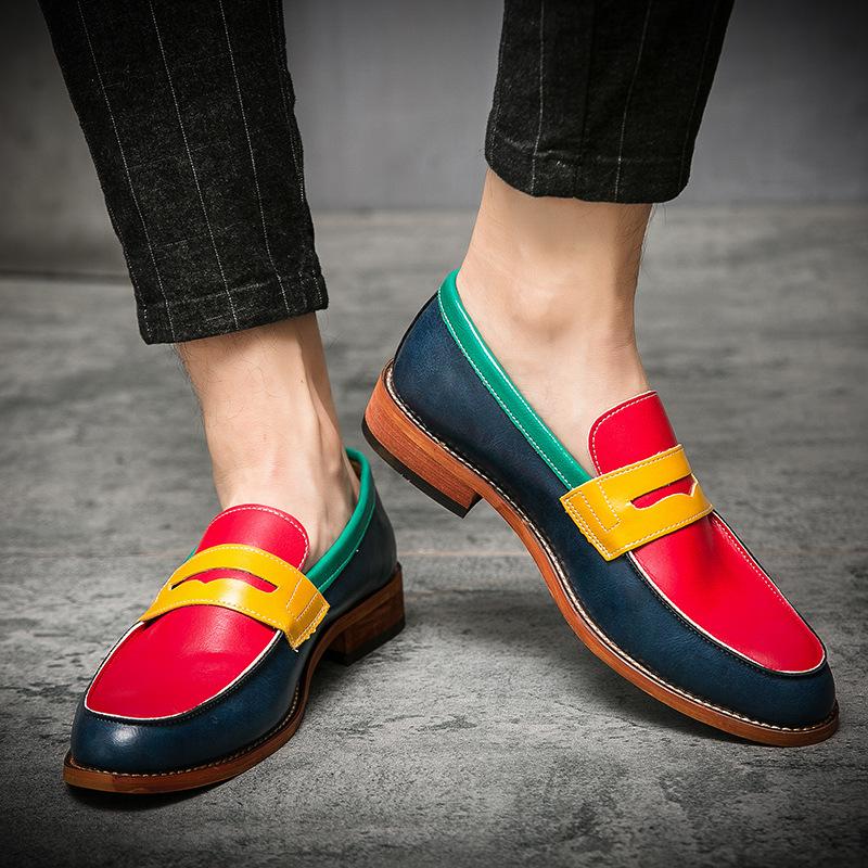 Color mask classic fashion handmade male loafers