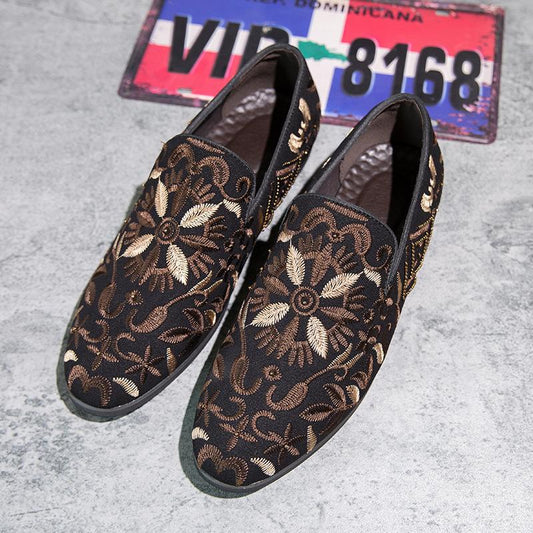 Embroidered men's casual high-end loafers